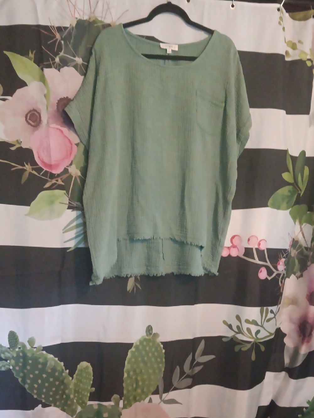 Umgee Washed Sage Green Boxy Tunic Top